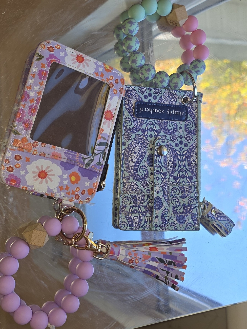 NWOT Simply Southern Purple Paisley Wristlet Card Holder + another Gently Used